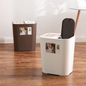 厂家现货批发 按压式家用分类垃圾桶 18L日式环保弹盖塑料垃圾桶